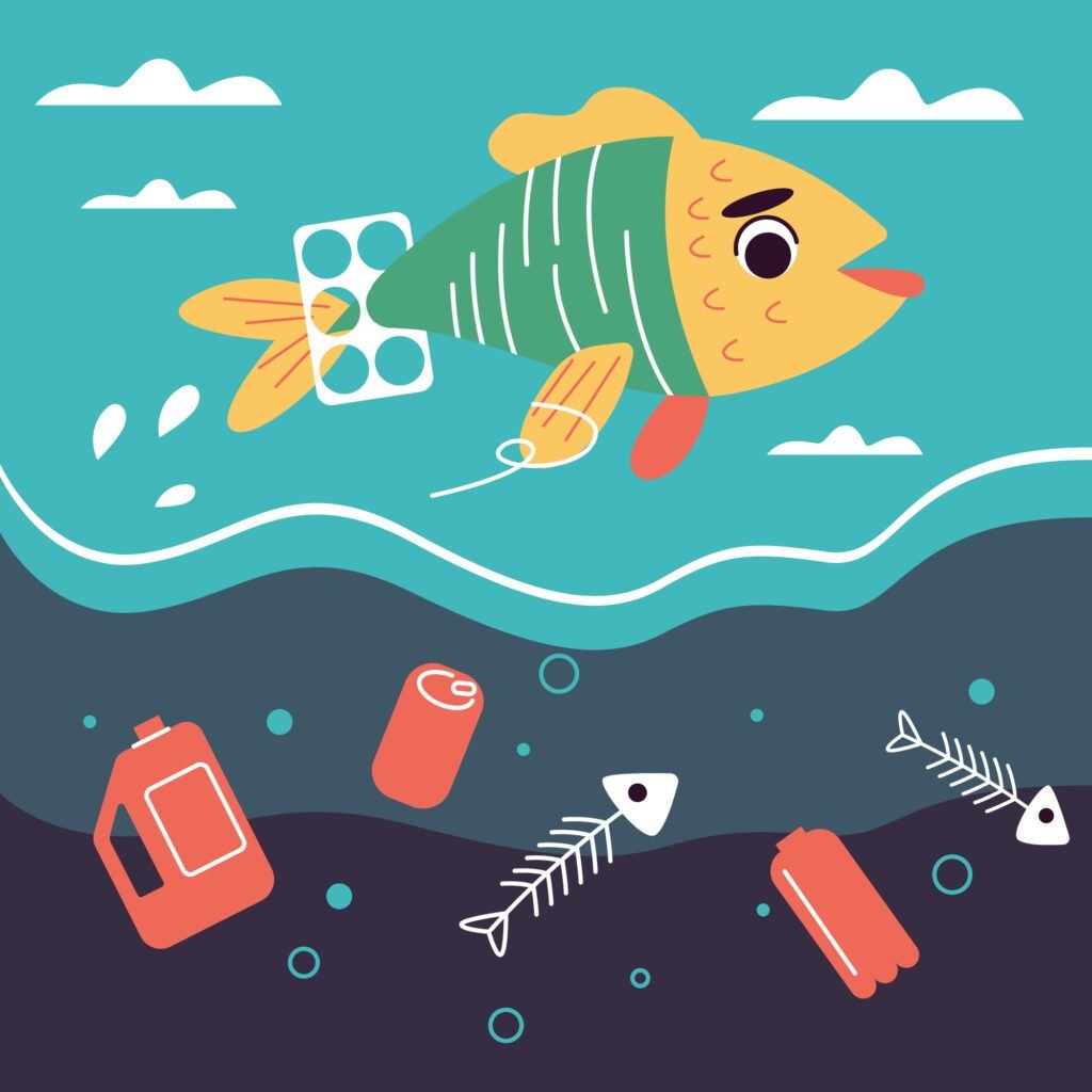 Water Pollution Drawing for Kids